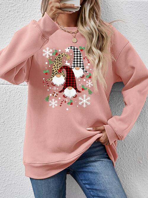 Faceless Gnomes Graphic Drop Shoulder Sweatshirt