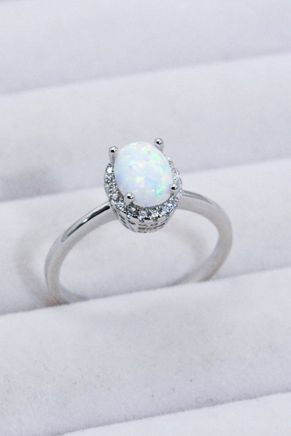 925 Sterling Silver 4-Prong Opal Ring