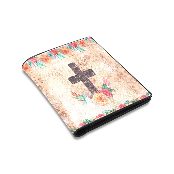 Floral Cross Leather Wallet