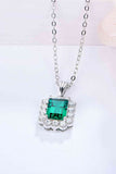 1.5 Carat Lab-Grown Emerald Pendant 925 Sterling Silver Necklace