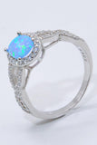 925 Sterling Silver Opal Halo Ring