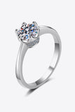 1 Carat Moissanite Rhodium-Plated Solitaire Ring