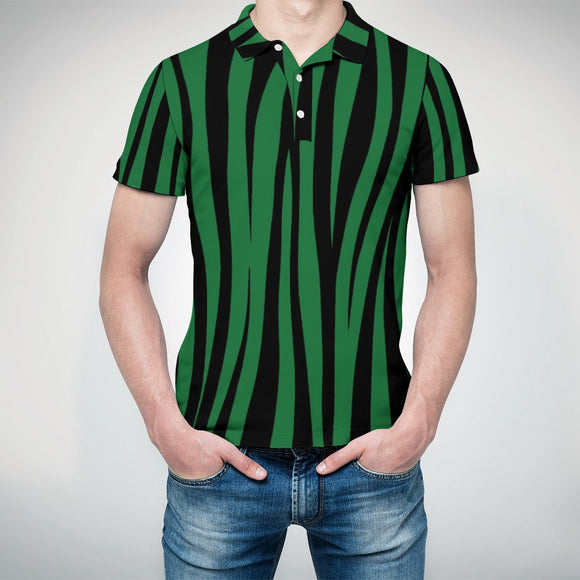 Striped Straight Polo Shirt - Green