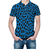 Animal Print Straight Polo Shirt - Blue