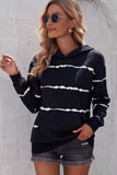 Striped Drop Shoulder Hoodie with Kangaroo Pocket