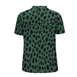 Animal Print Straight Polo Shirt - Green