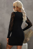 Lace Sleeve V-Neck Knit Dress