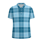 Blue Plaid Polo Straight Shirt