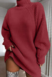 Mock Neck Dropped Shoulder Sweater Dress