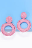 Round Shape Raffia Grass Dangle Earrings