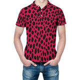 Animal Print Straight Polo Shirt - Red