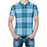 Blue Plaid Polo Straight Shirt