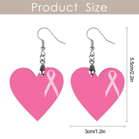 Breast Cancer Wooden Earrings Pendant