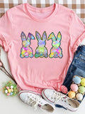 Rabbit Round Neck Short Sleeve T-Shirt