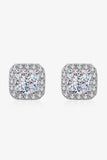 925 Sterling Silver Inlaid 2 Carat Moissanite Square Stud Earrings