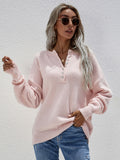 Half Button Long Sleeve Henley Sweater