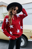 Star Pattern Lace-Up Drop Shoulder Sweater