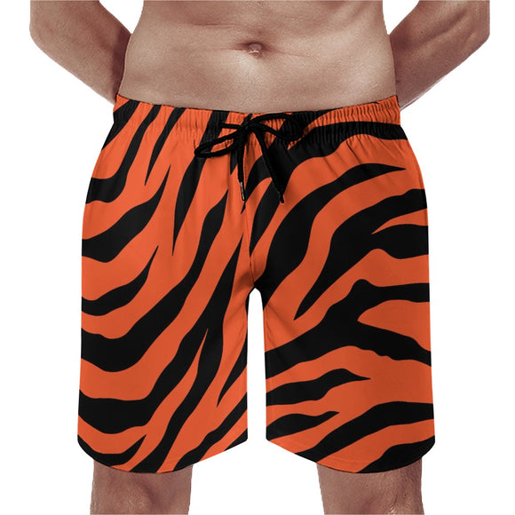 Orange Zebra Print Casual Beach Shorts