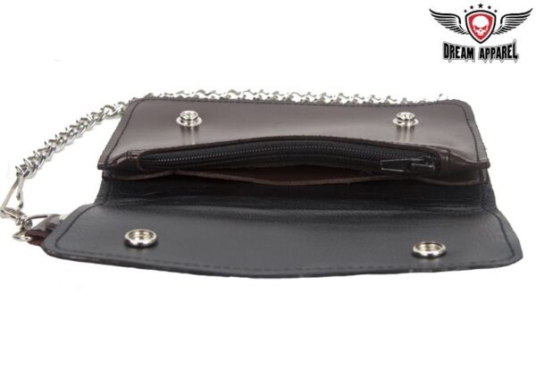 Dream Apparel Brown Bifold Motorcycle Chain Wallet - Image 4