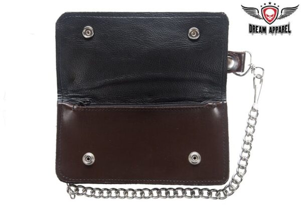 Dream Apparel Brown Bifold Motorcycle Chain Wallet - Image 3