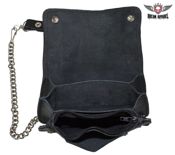 Heavy Duty Black Leather Motorcycle Chain Wallet - Image 3
