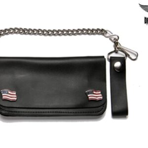 Leather Wallet With USA Flag Snaps