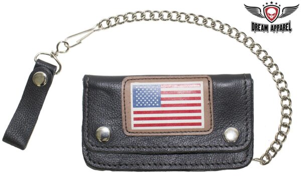 Leather Chain Wallet W/ USA Flag - Image 2