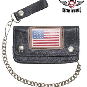 Leather Chain Wallet W/ USA Flag
